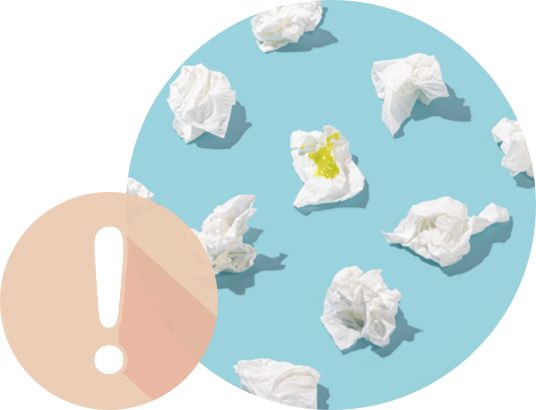 Multiple crumbled up tissues | Winter allergies