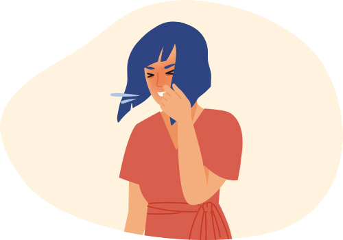 くしゃみをする女性のイラスト
