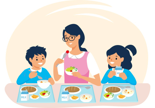 給食中のイラスト