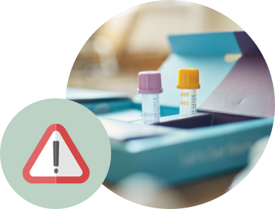 A at-home box with blood collection tubes inside