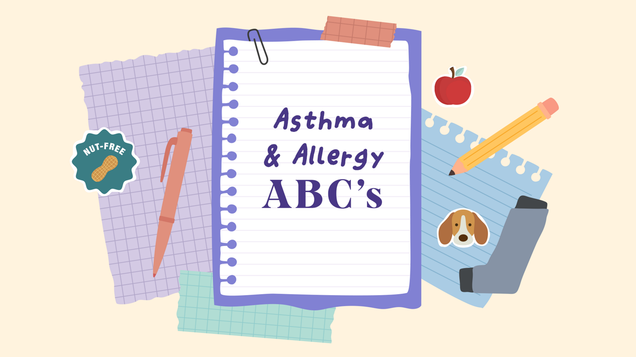 Asthma and Allergy ABS's written on notebook paper | inhalers, pet hair, allergy friendly food options - learn about how  a school classroom can be kept allergy friendly 