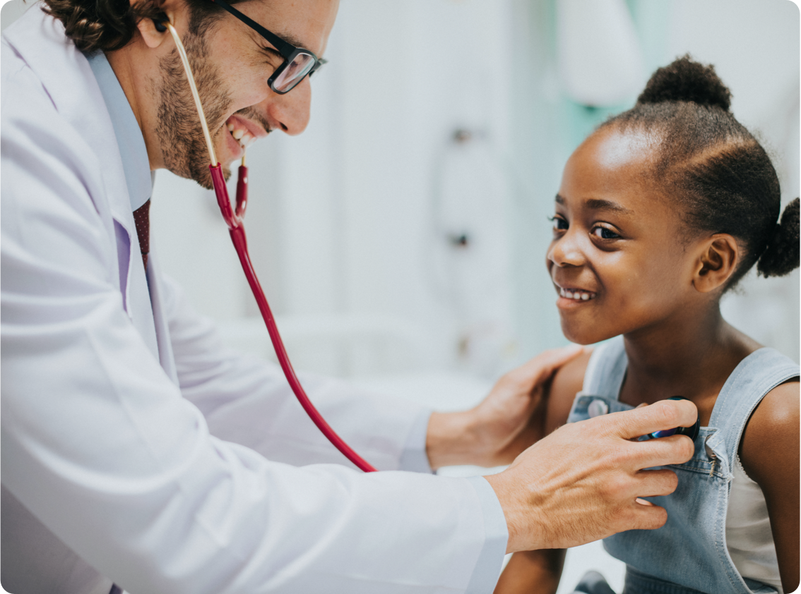 Doctor checking a child from allergic asthma