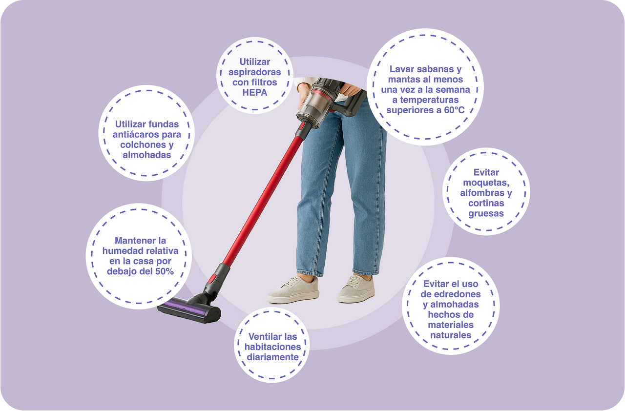 Photo of someone vacuuming with tips of how to avoid dust allergies at home.