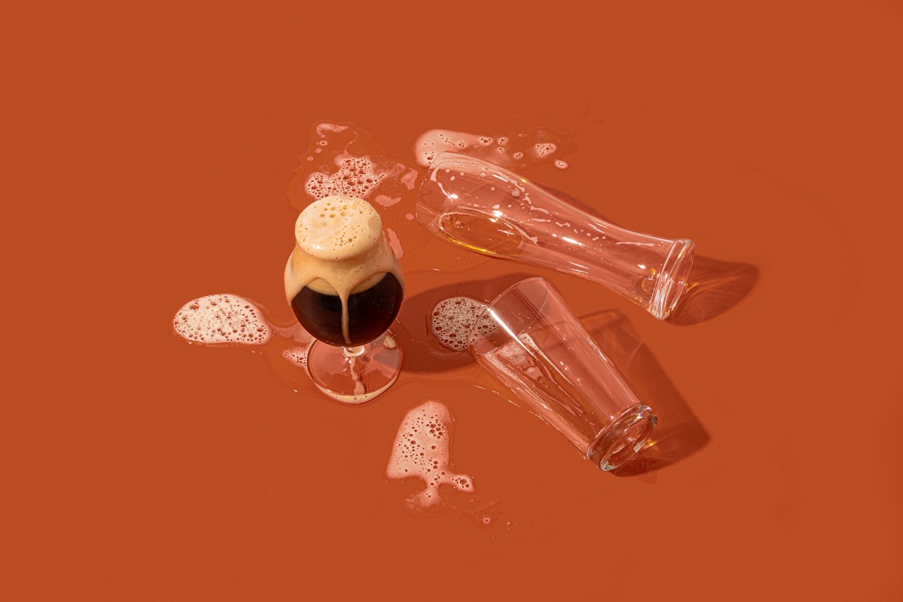 Beer and broken glass