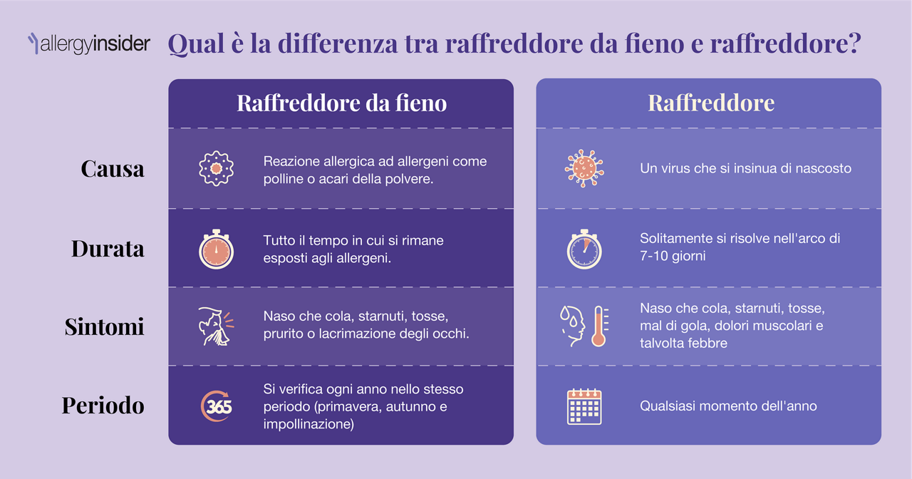 Qual è la differenza tra raffreddore da fieno e raffreddore?
