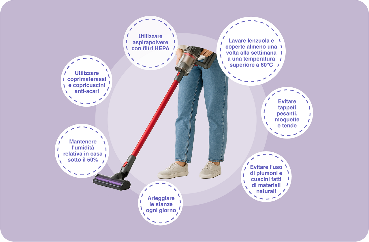 Photo of someone vacuuming with tips of how to avoid dust allergies at home.