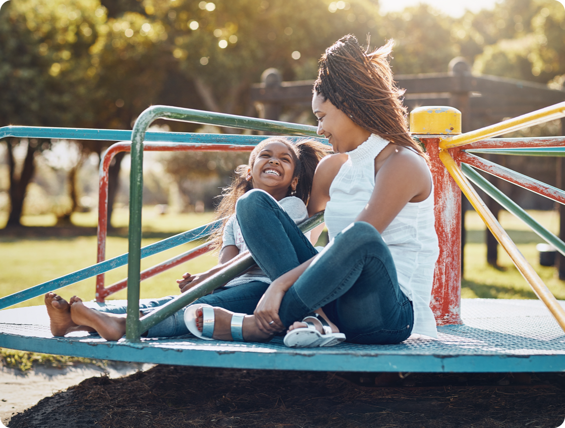Mother and daughter at playground | Seasonal allergies