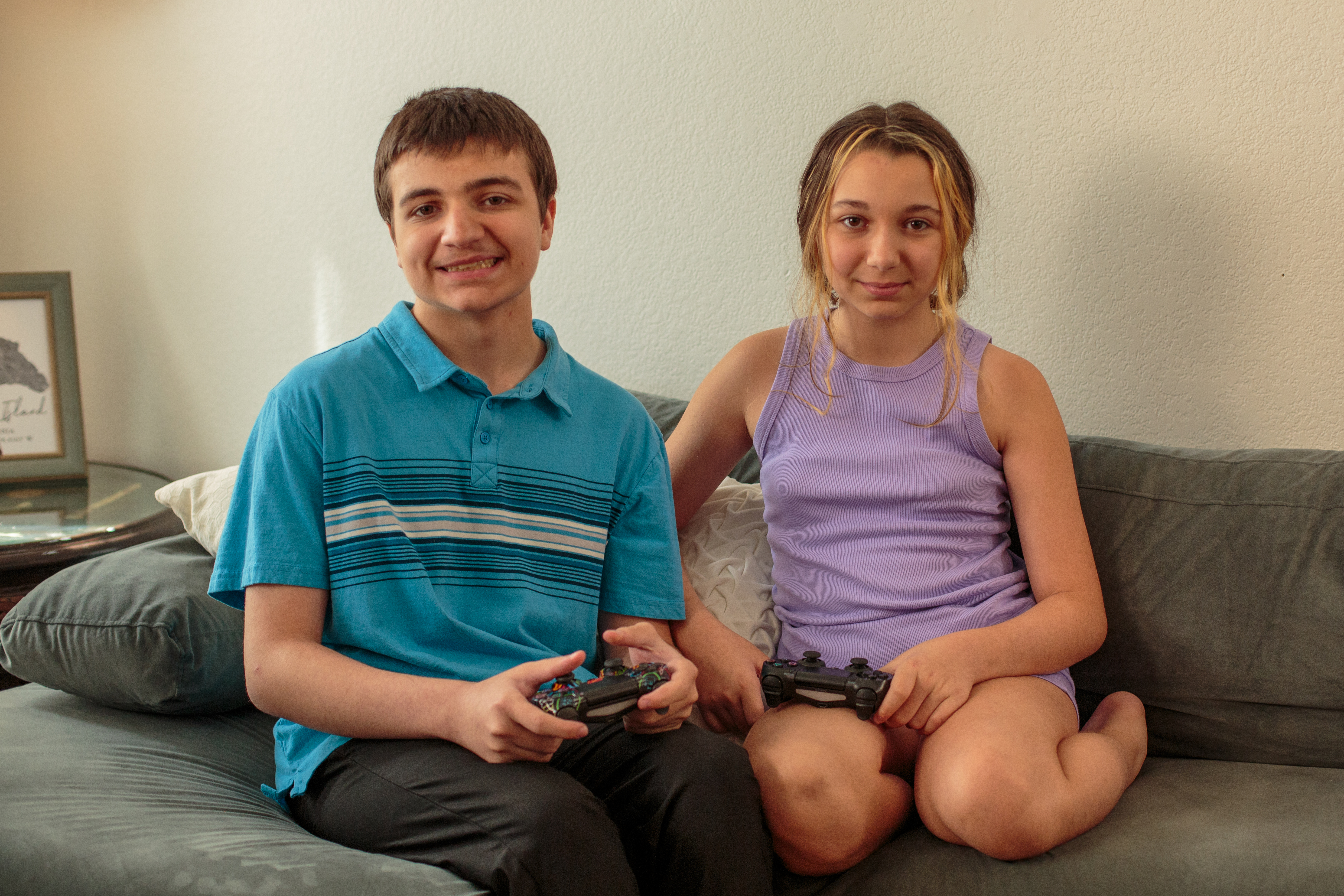 Gideon pictured with his sister Catalina playing video games.